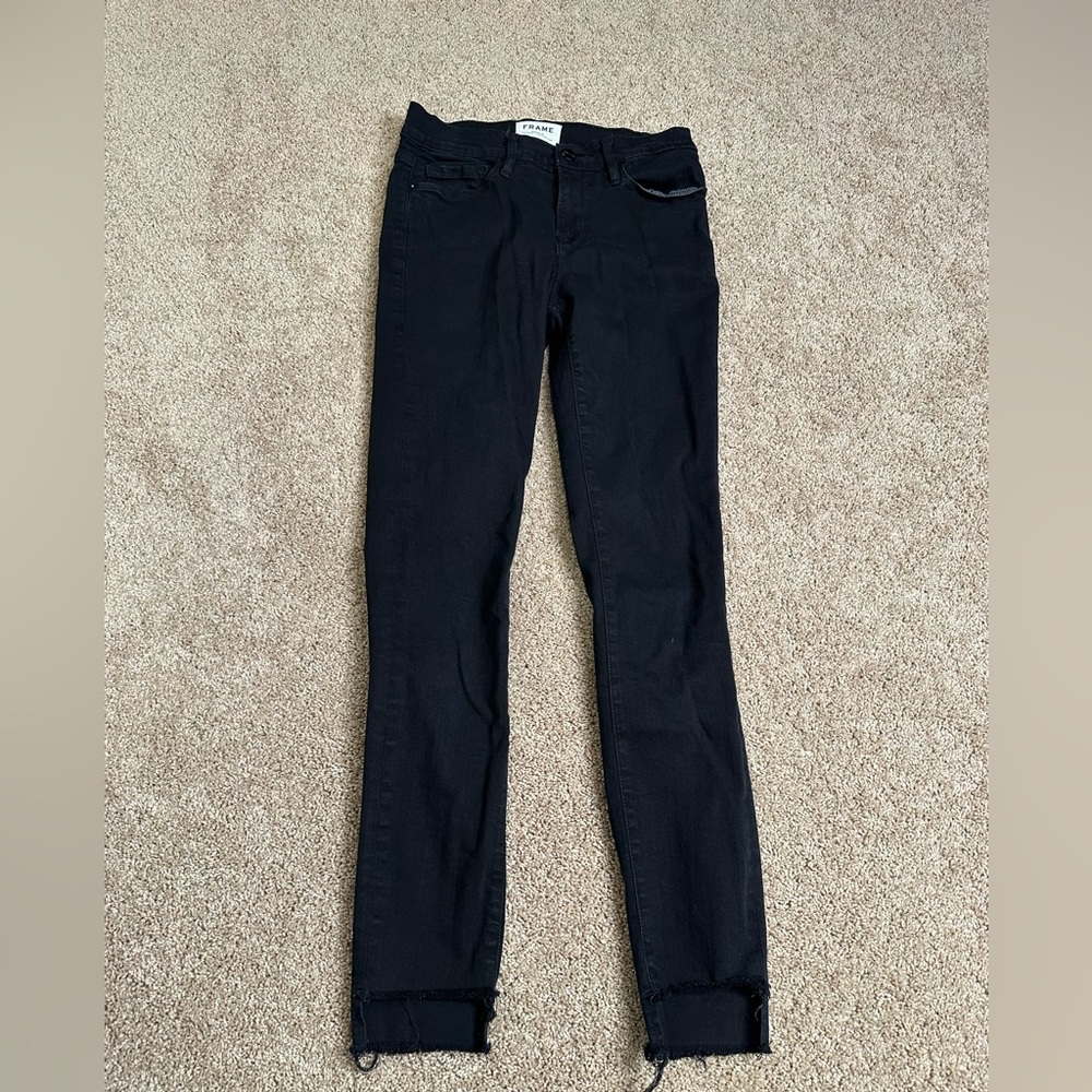 Frame Denim Le Skinny De Jeanne Unfinished Hem Jeans - Picture 3 of 8